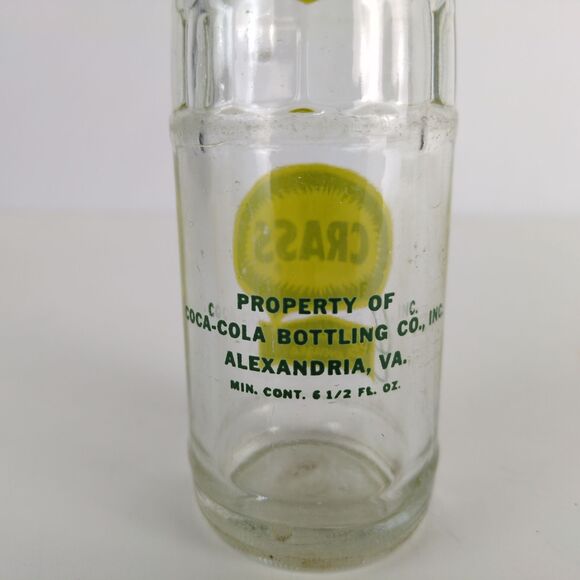 Vintage 1950s Crass Beverages ACL 6.5oz Glass Soda Bottle, Coca-Cola Bottling Co - Picture 5 of 7